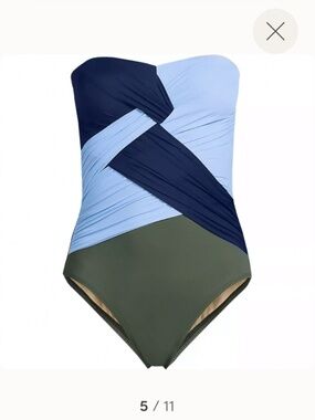 Lands' End Women's SlenderSuit Wrap Bandeau One Piece Swimsuit NWT